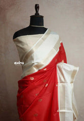 Durga - Traditional Banarasi semi soft silk saree - Chilli red